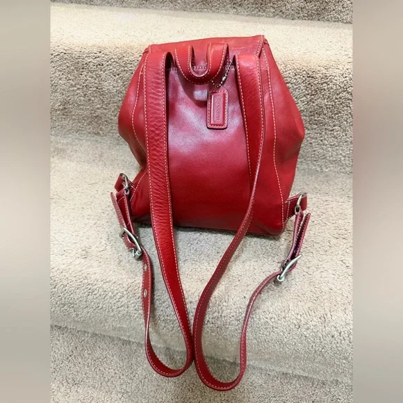 Vintage Coach Legacy Drawstring Leather Backpack dark red leather Style #9569 - Picture 7 of 15